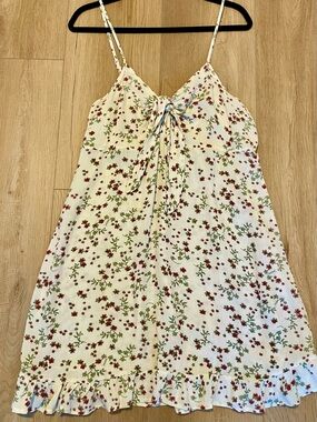 Cotton On Kiara White Floral Tie-Front Mini Dress - Size Large